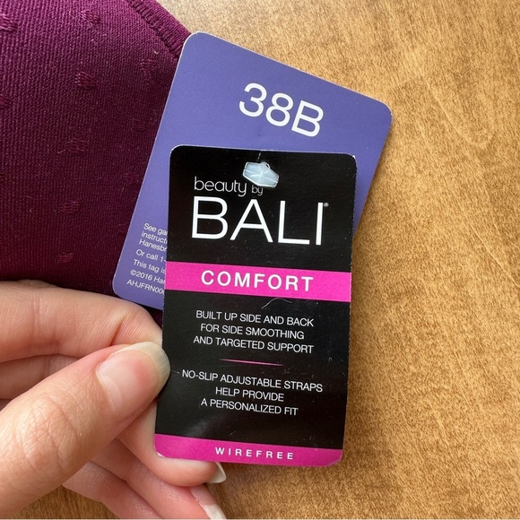 Beauty By Bali Women's Foam Wirefree Bra Size 38B - Plum Purple Polka Dot - Picture 6 of 16